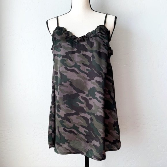 Satin Camo Cami with Ruffle Trim - Picture 4 of 8